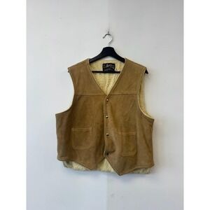 Vintage The Leather Shop Sears Vest Mens Large Brown Suede Sherpa Lined Western